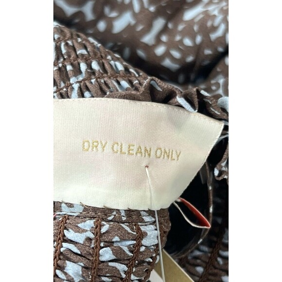 Rungolee Tahiti Floral Smocked Silk Top Blue Coffee Sleeveless Boho op NEW Sz S - Picture 13 of 16